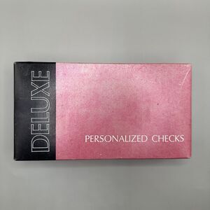 Vintage Deluxe Bank Check Storage Box Pink Black Retro Office Ephemera